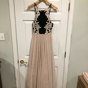 Cream and black prom dress